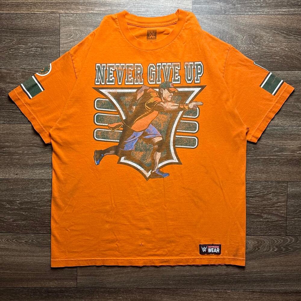 Orange WWE John Cena "Never Give Up" Graphic Tee